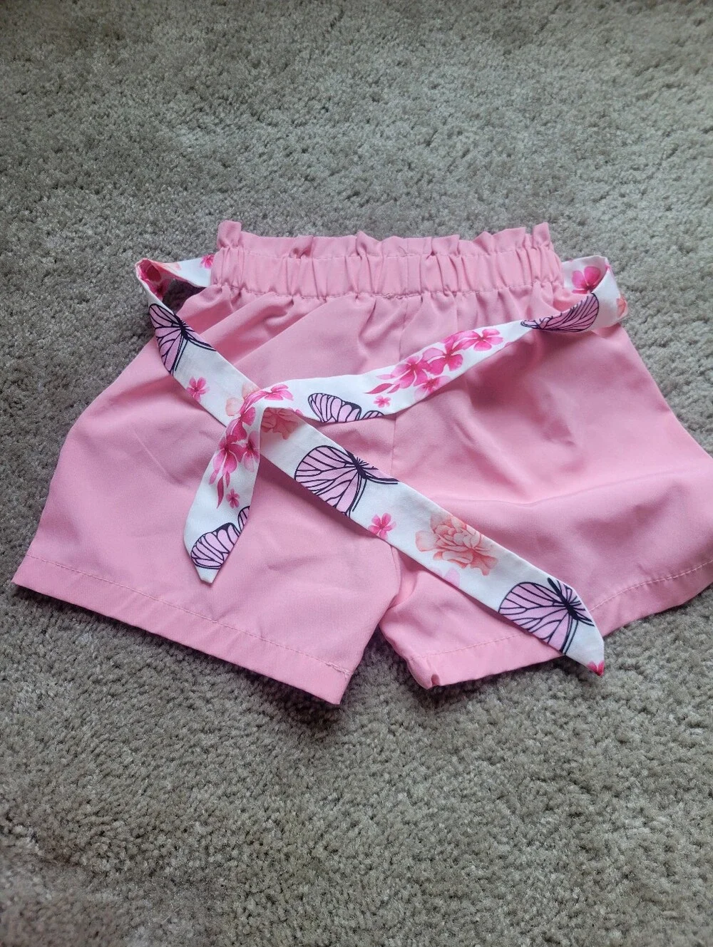 Pink Butterfly Ruffle Tank and Shorts Set